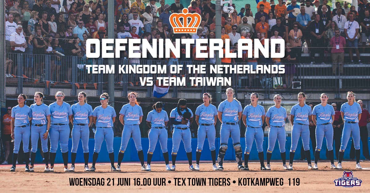 Softbalinterland Nederland-Taiwan bij Tex Town Tigers